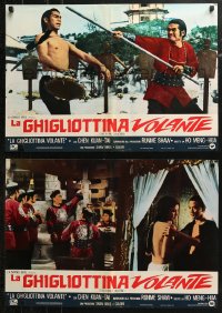 5j0776 FLYING GUILLOTINE group of 8 Italian 18x26 pbustas 1976 Shaw Brothers, amazing deady weapons!