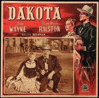 5j0826 DAKOTA Italian 13x13 pbusta 1948 John Wayne & pretty Vera Ralston in old West, different!