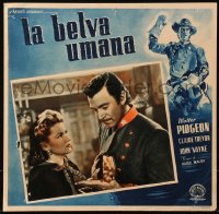 5j0827 DARK COMMAND Italian 13x13 pbusta 1947 different close-up of Walter Pidgeon & Claire Trevor!