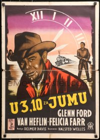 5j1008 3:10 TO YUMA Yugoslavian 20x28 1957 Glenn Ford, Van Heflin, Felicia Farr, Elmore Leonard!