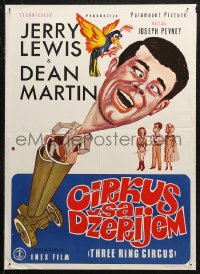 5j1007 3 RING CIRCUS Yugoslavian 20x27 1954 Dean Martin & clown Jerry Lewis, wacky different art!