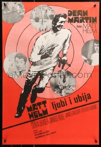 5j1013 AMBUSHERS Yugoslavian 19x28 1967 art of Dean Martin as Matt Helm in action!