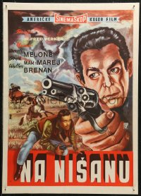 5j1016 AT GUNPOINT Yugoslavian 20x28 1955 different close-up art of Fred MacMurray holding gun!