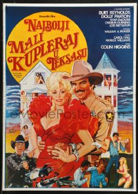 5j1019 BEST LITTLE WHOREHOUSE IN TEXAS Yugoslavian 20x28 1982 close-up of Burt Reynolds & Dolly Parton!