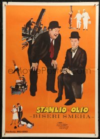 5j1020 BEST OF LAUREL & HARDY Yugoslavian 20x28 1969 great different Stefano art of Stan & Oliver!