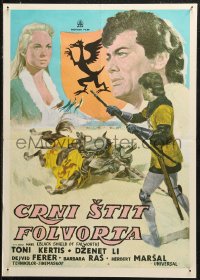 5j1022 BLACK SHIELD OF FALWORTH Yugoslavian 20x28 1954 different art of Tony Curtis & Janet Leigh!