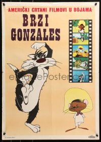 5j1032 BRZI GONZALES Yugoslavian 20x28 1960s different Sylvester w/ Speedy Gonzales