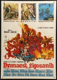 5j1058 DIRTY DOZEN Yugoslavian 20x28 1968 Charles Bronson, Jim Brown, Lee Marvin, Frank McCarthy!