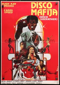 5j1059 DISCO GODFATHER Yugoslavian 19x27 1979 great blaxploitation artwork of Rudy Ray Moore by Dante!