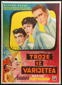 5j1063 DREI VOM VARIETE Yugoslavian 20x27 1954 art of Ingrid Andree, Peter Pasetti, Franco Andre!