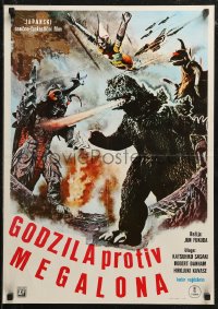 5j1089 GODZILLA VS. MEGALON Yugoslavian 19x27 1973 Gojira tai Megaro, Toho, Megalon, Gigan & more!