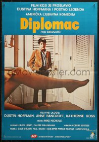 5j1090 GRADUATE Yugoslavian 19x28 R1987 classic image of Dustin Hoffman & Anne Bancroft's sexy leg!