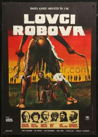 5j1183 SLAVERS Yugoslavian 19x27 1979 Ron Ely, Britt Ekland, native w/whip & chains by Lutz Peltzer!