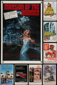 5m0809 LOT OF 10 FOLDED HORROR/SCI-FI AND FANTASY ONE-SHEETS 1960s-1980s cool movie images!