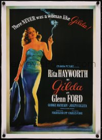 5p0110 GILDA linen 15x21 Chilean commercial poster 1990s classic sexy Rita Hayworth in sheath dress!