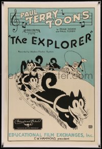 5p0173 EXPLORER linen 1sh 1931 Terry-Toons cartoon, art of Farmer Alfalfa on dog sled, ultra rare!