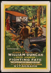 5p0176 FIGHTING FATE linen chapter 4 1sh 1921 cool art of Duncan & Johnson, Vitagraph serial, rare!