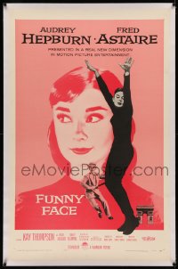 5p0185 FUNNY FACE linen 1sh 1957 art of Audrey Hepburn close up & full-length + Fred Astaire!