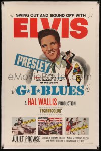 5p0186 G.I. BLUES linen 1sh 1960 swing out and sound off with Elvis Presley & sexy Juliet Prowse!