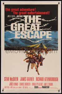 5p0194 GREAT ESCAPE linen 1sh 1963 Steve McQueen, Charles Bronson, John Sturges classic prison break!