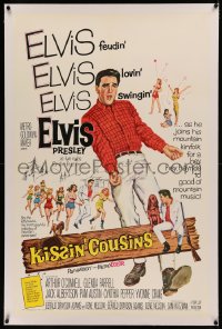 5p0209 KISSIN' COUSINS linen 1sh 1964 cool art of hillbilly Elvis Presley, feudin', lovin', swingin'!