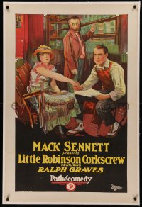 5p0217 LITTLE ROBINSON CORKSCREW linen 1sh 1924 Mack Sennett comedy, art of Ralph Graves, rare!