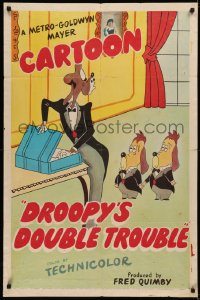 5s0133 DROOPY'S DOUBLE TROUBLE 1sh 1951 Tex Avery cartoon, great art of Droopy & twin Drippy, rare!