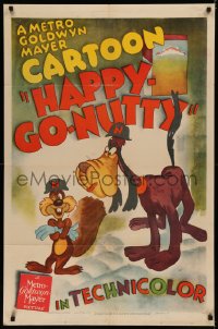 5s0137 HAPPY-GO-NUTTY 1sh 1944 Tex Avery cartoon, art of Screwy Squirrel & dog, ultra rare!