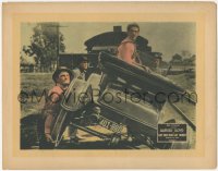 5s0219 GET OUT & GET UNDER LC 1920 great image of two guys lifting Harold Lloyd's entire car, rare!