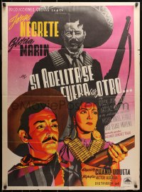 5s0120 SI ADELITA SE FUERA CON OTRO Mexican poster 1948 art of Jorge Negrete & Gloria Marin w/guns!