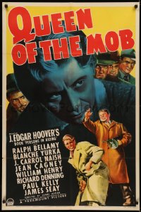 5s0149 QUEEN OF THE MOB 1sh 1940 Ralph Bellamy, Blanche Yurka, J. Edgar Hoover's Persons in Hiding!