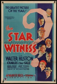 5s0155 STAR WITNESS 1sh 1931 art of Walter Huston, Chic Sale & cast, William Wellman, ultra rare!