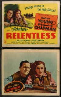 5t0240 RELENTLESS 8 LCs 1947 Robert Young, Marguerite Chapman, strange drama in the High Sierras!