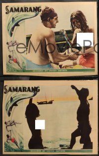 5t0494 SAMARANG 5 LCs 1932 art of lovers & shark attack, where lovers must live, or perish, rare!