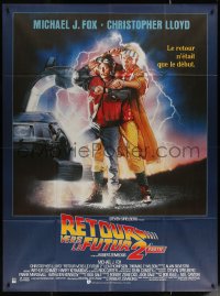 5w0905 BACK TO THE FUTURE II French 1p 1989 art of Michael J. Fox & Christopher Lloyd by Struzan!