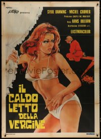 5w0190 FRENCH PUSSYCAT Italian 1p 1977 different Morini art of sexy near-naked Sybil Danning, rare!