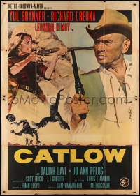 5w0797 CATLOW Italian 2p 1972 different art of gunfighter Yul Brynner & Dahlia Lavi by Enzo Nistri!