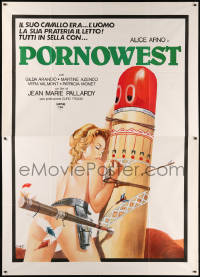 5w0835 PORNOWEST Italian 2p 1978 Luca Crovato art of sexy naked Alice Arno tied to pole, rare!