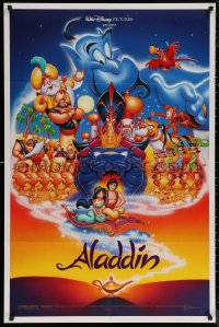 5x0724 ALADDIN DS 1sh 1992 Walt Disney Arabian fantasy cartoon, Calvin Patton art of cast!