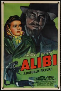 5x0725 ALIBI 1sh 1943 Margaret Lockwood, Sinclair, James Mason, cool crime mystery artwork, rare!