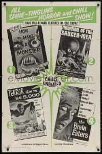 5x0730 ALL SPINE-TINGLING HORROR & CHILL SHOW 1sh 1961 Invasion of the Saucer-Men and three more!