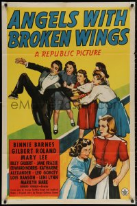 5x0742 ANGELS WITH BROKEN WINGS 1sh 1941 Binnie Barnes, Gilbert Roland, Mary Lee, Leo Gorcey!