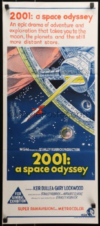 5x0424 2001: A SPACE ODYSSEY Aust daybill 1968 Stanley Kubrick classic, art of space wheel!