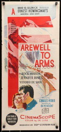 5x0492 FAREWELL TO ARMS Aust daybill 1958 Rock Hudson & Jennifer Jones, Ernest Hemingway