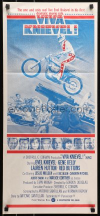 5x0677 VIVA KNIEVEL Aust daybill 1977 artwork of the greatest daredevil jumping his motorcycle!