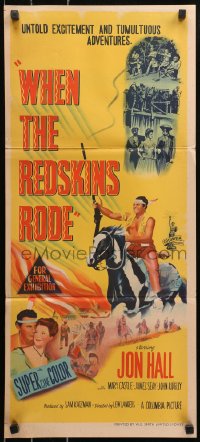 5x0684 WHEN THE REDSKINS RODE Aust daybill 1951 Native American Jon Hall on horse holding rifle!