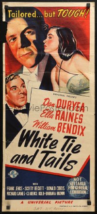 5x0685 WHITE TIE & TAILS Aust daybill 1946 Dan Duryea, Ella Raines, William Bendix, Scotty Beckett