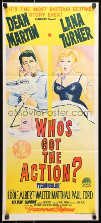 5x0686 WHO'S GOT THE ACTION Aust daybill 1962 Daniel Mann directed, Dean Martin & Lana Turner!