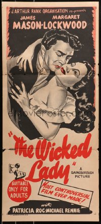 5x0687 WICKED LADY Aust daybill R1950s different artwork of James Mason & Margaret Lockwood!