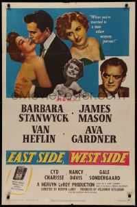 5x0941 EAST SIDE WEST SIDE 1sh 1950 Barbara Stanwyck, James Mason, sexy Ava Gardner!